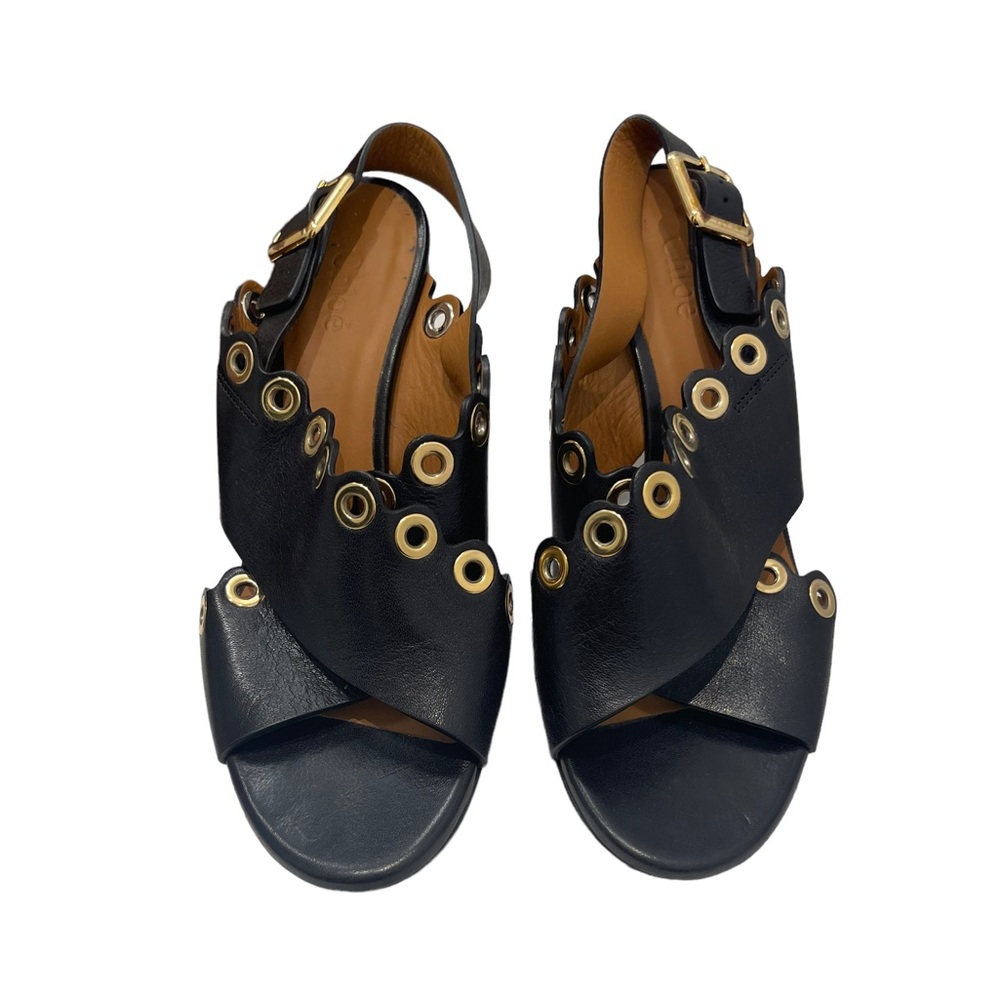 Chloe Black Studded Open Toe Heels
